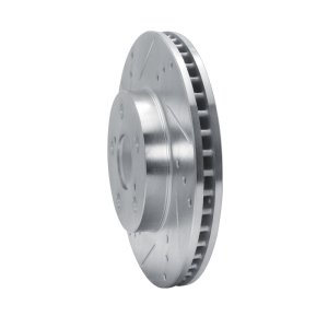 Lexus CT200h Brake Rotor (1) - Front Left - R1 Concepts - Drilled & Slotted - Silver - `10-`17